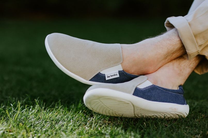 moški barefoot superge - eazy - veganske peščena in modra Be Lenka NL64D64