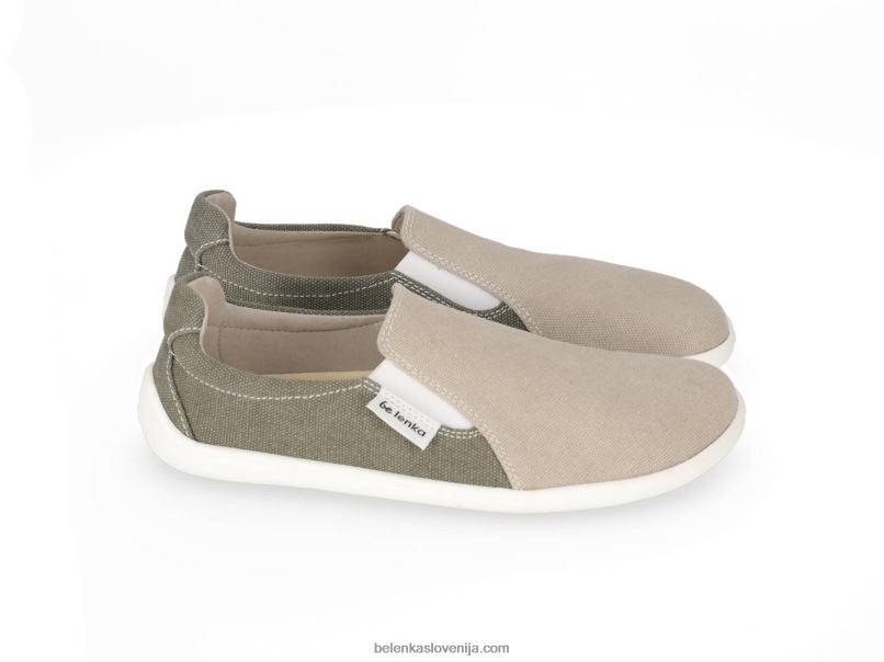 moški barefoot superge - eazy - veganske peščena in vojaško zelena Be Lenka NL64D63