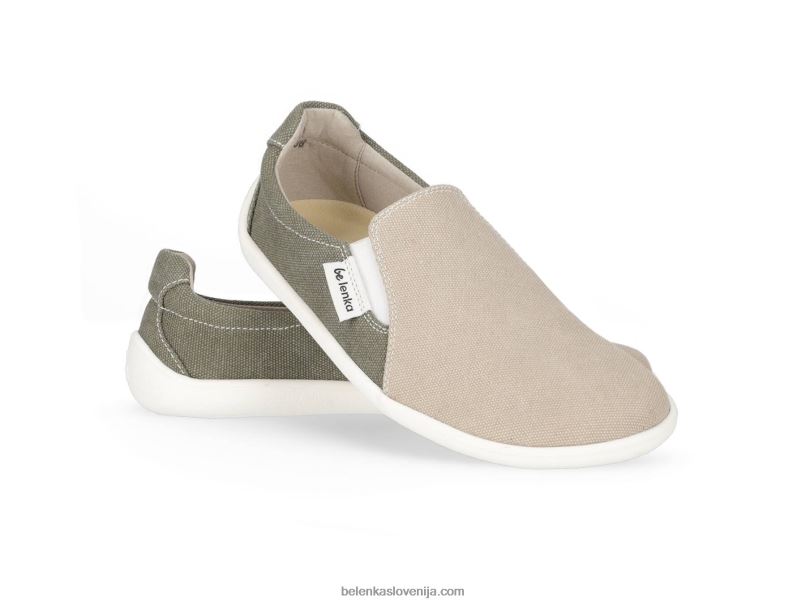 moški barefoot superge - eazy - veganske peščena in vojaško zelena Be Lenka NL64D63