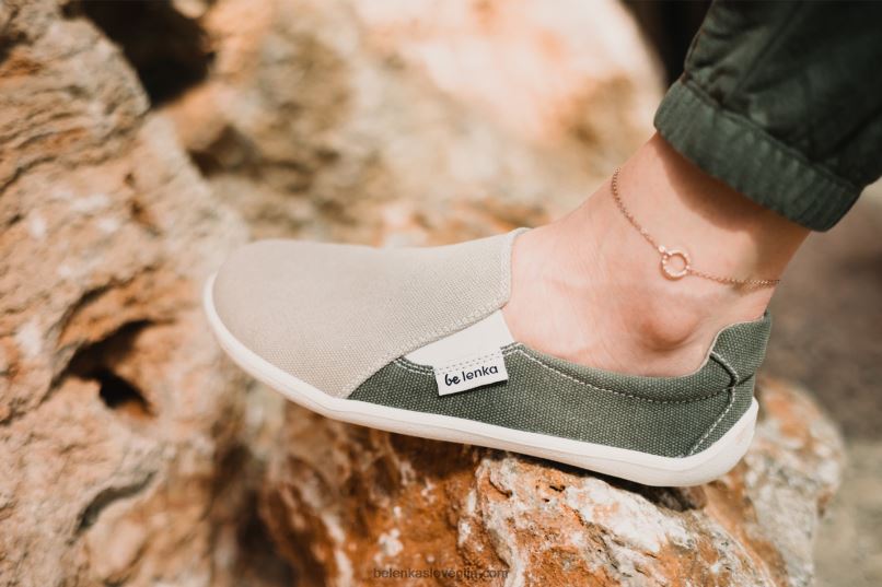 moški barefoot superge - eazy - veganske peščena in vojaško zelena Be Lenka NL64D63