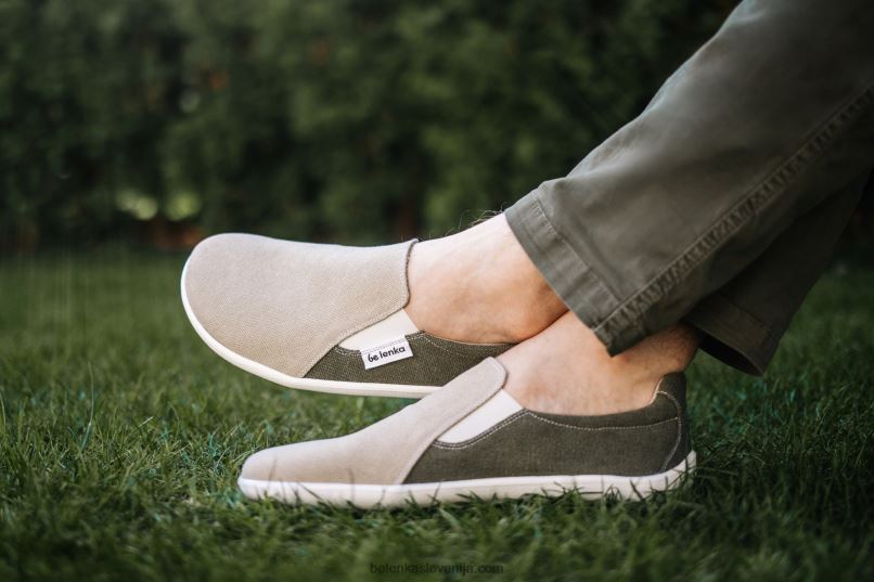 moški barefoot superge - eazy - veganske peščena in vojaško zelena Be Lenka NL64D63